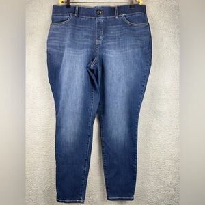 Betabrand Jeans Womens 1X Blue Straight Leg 4 Pocket Yoga Pull On Denim